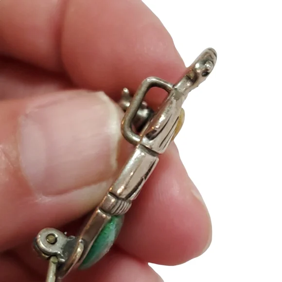 Turquoise and Coral Sterling Silver Turtle Pendant Brooch - Picture 3 of 10